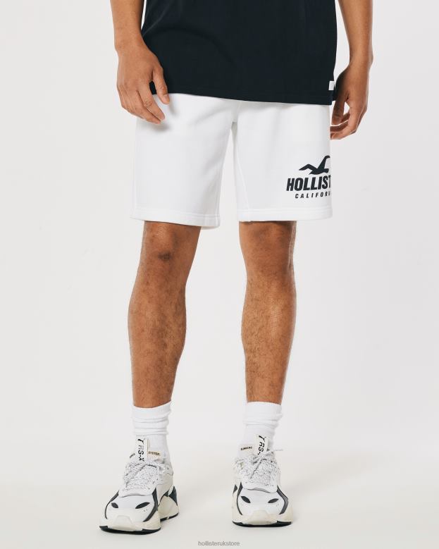 Bottoms Hollister Men Fleece Logo Graphic Shorts 9\\ 488201164 White